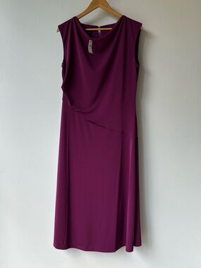 Talbots Cowl Neck Jersey Dress Purple Stretch Sleeveless Drape Women’s Size 10